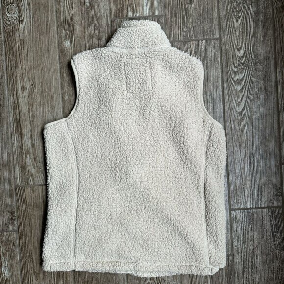Life Is Good Womens Cozy Sherpa Vest Zip Up M Chore Pockets Off White Fitted - Picture 6 of 7